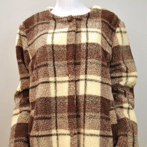 Anthropologie ~ SANCTUARY ~ Brown PLAID Teddy Coat